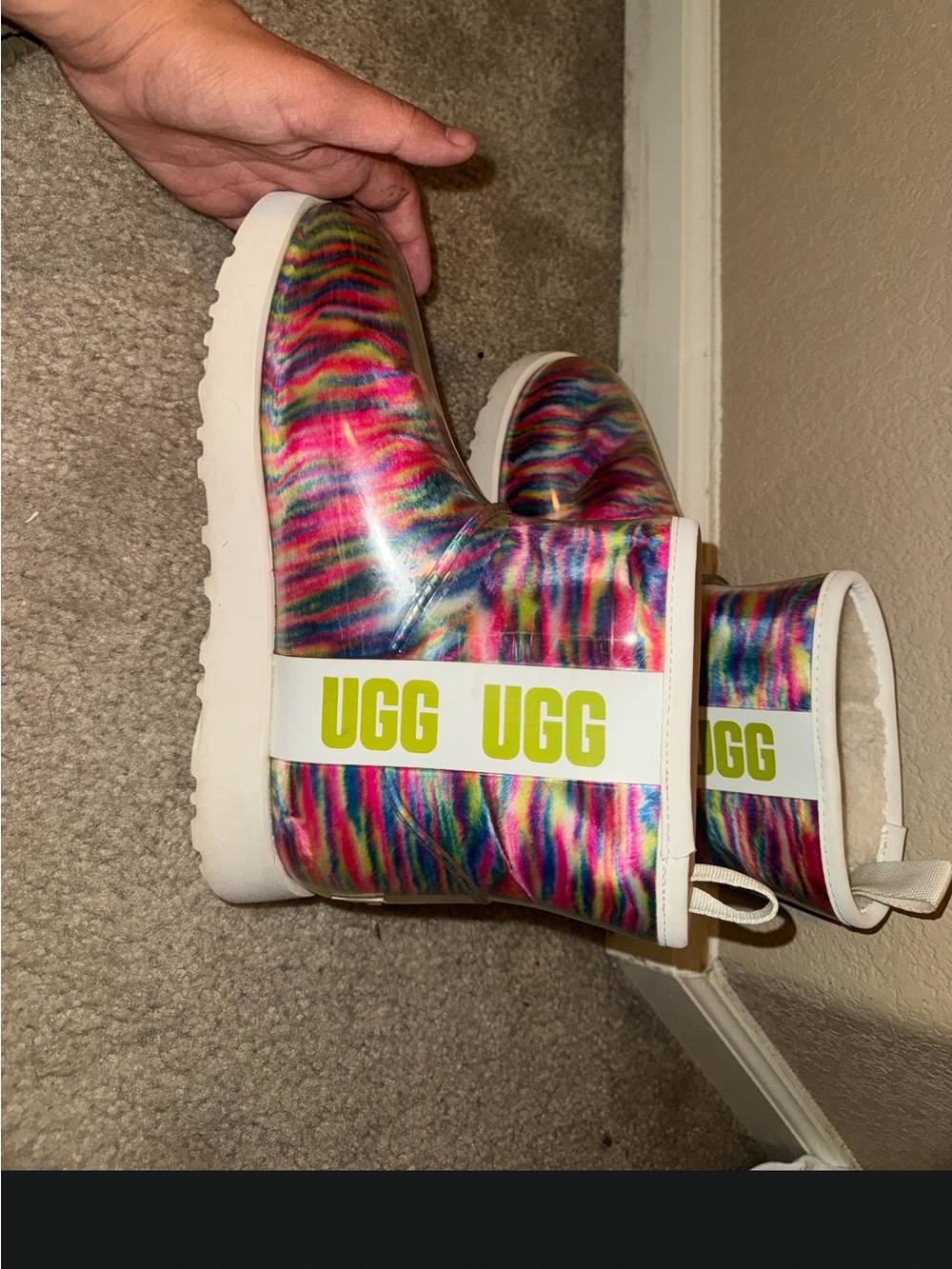 UGG Multicolor Rain & Snow Boots with White Sole